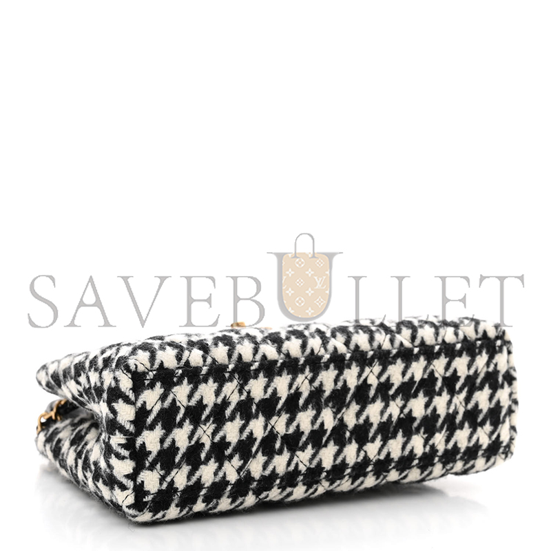 Ch*el master tweed houndstooth quilted nano kelly shopper black white as4416 (19*13*7cm)